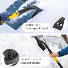 Raschietto per neve, spazzola da neve per auto estensibile e staccabile con testina girevole a 360 gradi per auto, SUV e camion.