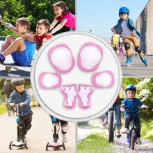 Knie- en elleboogbeschermers, beschermingsset voor meisjes en jongens, inclusief 3-in-1 polsbeschermers.