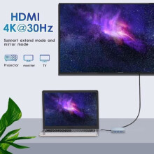 Hub USB-C, adattatore USB-C 8 in 1 con HDMI*2, VGA, USB 3.0*1, USB 2.0*2, PD100W, Ethernet RJ45100M, lettore di schede SD/TF, grigio