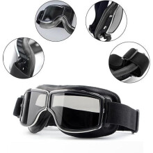 Lunettes de moto, lunettes de casque réglables en cuir PU, lunettes de soleil de motocross, protection UV
