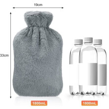 TONLRGY 2-liter hot water bottle, hot water bottle with soft fleece cover, hot water bottle