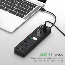 Adattatore multi-hub DBIT-USB 3.0/2.0, splitter 7 in 1, switch S6 indipendente, accessori per computer - 7 IN 1 USB