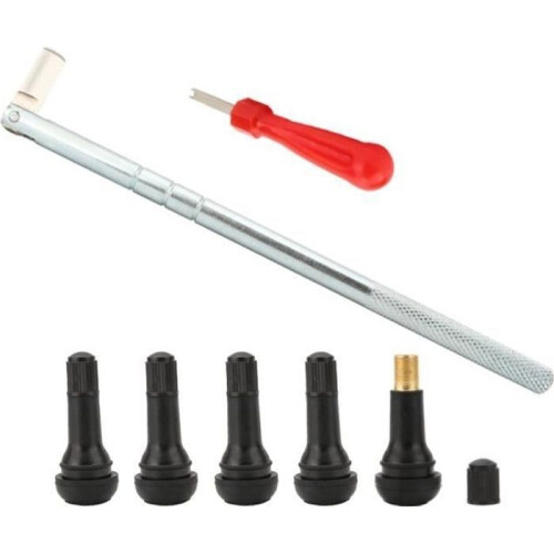 Valve Puller Kit - 1 Valve Puller + 5 Tubeless Valves - Durable - Universal - Tire Maintenance