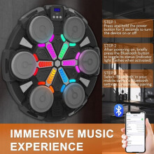 Musical Boxing Machine - Smart Bluetooth with LED and Digital Score - 6 Thickened Targets, Rhythm Mode and Competition Games