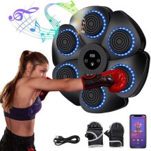 Music Boxing Machine, 9 Modes Wall-Mounted Boxing Target with Music, Boxing Gloves, Smart Counting and Bluetooth Musicboxing, Black