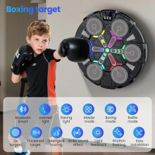 Muzikale boksmachine voor kinderen met Bluetooth en led-display, digitaal display en handschoenen, 6 doelen, ritmische lichteffecten
