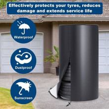 Universal Tire Cover, 85 x 120 cm Tire Storage Cover, 420D Oxford Protective Cover (Black)