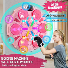 Macchina da boxe musicale Bluetooth a LED per bambini con display digitale, macchina da boxe musicale interattiva, palla da pugilato