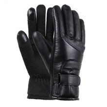 AC12785-Electric Winter Heated Gloves, USB Thermal Gloves, Touchscreen Compatible, Waterproof, Black Leather for Women and Men, Skiing