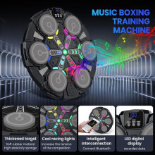 Macchina da boxe musicale per bambini con Bluetooth e display a LED, display digitale e guantoni, 6 bersagli, luci ritmiche, interattiva