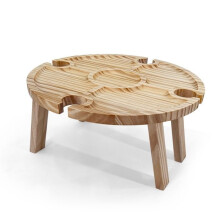 Tavolo da picnic pieghevole in legno per esterni, porta bicchieri da vino portatile 2 in 1, scrivania pieghevole, porta bicchieri
