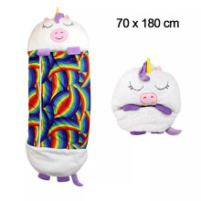 PIMPIMSKY Leuke 2-in-1 slaapzak en kussen Happy Nappers voor kinderen 180 x 70 cm dekbed geschikt voor alle seizoenen wit
