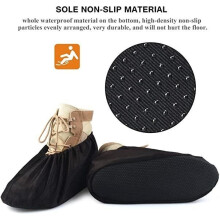 Schoenovertrekken, Wasbare overschoenen, Antislip herbruikbare schoenovertrekken, Antislip slippers met flanellen voering - Zwart