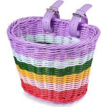Fahrradkorb für Kinder – AQSACOKIYA – Lenkerkorb für Kinder – Handgestrickter Fahrradkorb für Mädchen und Jungen – Regenbogen