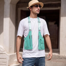 Men's Double Shoulder Bag, Anti-theft Bag with Double Straps, Leather Anti-theft Harness for Men, Anti-theft Harness, Green-B