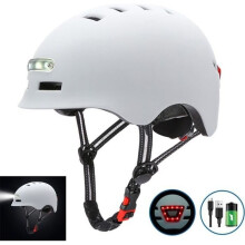 SURENHAP Rithok Bike Helmet with USB Charging, Bright Light and Warning Light - White