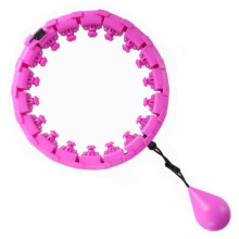 Lila Hula-Hoop-Reifen mit 24 Segmenten und verstellbarem Taillentrainingsgürtel für Heimfitness und Sport – BEMSM