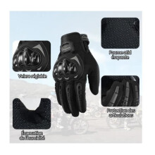 Motorradhandschuhe – SCHWARZ – Übergangsmodell – Touchscreen-kompatibel – Atmungsaktiv – Rutschfest
