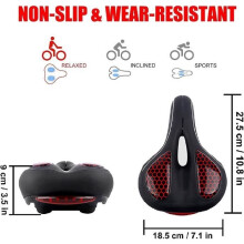 Bicycle Saddle, Comfortable Gel Bicycle Saddle with LED Rear Light, Professional Waterproof and Breathable Mountain Bike/Road/City
