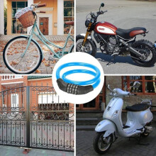 Fietsslot, aanhangerslot, fietsslot met 4-cijferige combinatie en resetfunctie, voor fietsen (blauw)