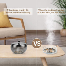 Posacenere da esterno in acciaio inox con coperchio antivento, posacenere portatile - per patio, uso esterno, casa, ufficio, feste