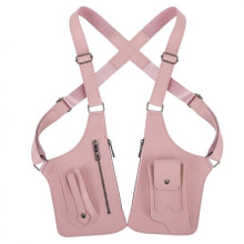 Doppelte Umhängetasche für Herren, Diebstahlsichere Tasche mit Doppelriemen, Diebstahlsicheres Leder-Tragesystem für Herren – Rosa