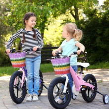 Children's Bicycle Basket - AQSACOKIYA - Children's Bicycle Handlebar Basket - Hand-Knitted Bicycle Basket for Girls and Boys - Rainbow