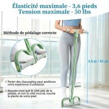 Resistance band for pedals with handle, six-tube multifunctional resistance band, made of natural rubber - Green