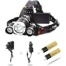 AFAITH 5000LM T06 LED-Stirnlampe mit Zoomfunktion + 2 Akkus + Ladegerät für Wandern, Radfahren und Camping