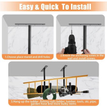 Stalen ophanghaak voor garageplafond, robuust opbergrek (2 stuks, zwart)