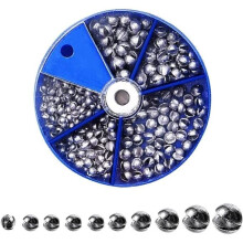 Fishing Weights, 100 Pieces Mouth Shot Weights, Non-Toxic Portable Split Shot Set, Fishing Accessories with Storage Box