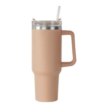 Travel mug with handle | Travel coffee mugs with insulated cover | Stainless steel insulated tumbler with lid and straw