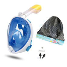 Schnorchelmaske, Tauchmaske, Vollgesichtsmaske mit Schnorchel, 180 Sichtfeld, Sport- und Kamera-Tauchmaske – Größe L/XL, Blau