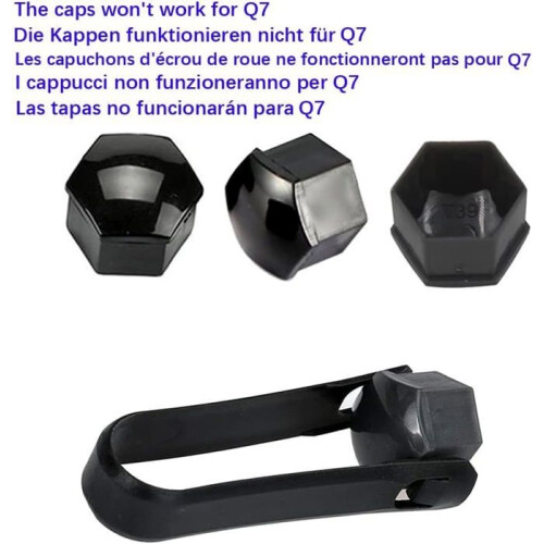 Packung mit 20 Radmutterkappen (17 mm), Radbolzenmutternabdeckungen, Schwarz 1