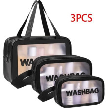 Toiletry Bag - No Name - Transparent - PVC + Nylon - Waterproof - 3 Sizes Included