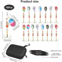 Fishing Lures - Unspecified - 16pcs - Carbon Steel - For Trout and Bass - Carrying Bag Included