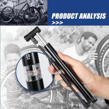 Fietspomp met drukmeter 120 psi, mini handpomp voor fietsen met slang, fietsvoetpomp met ventiel geschikt voor Presta/Schrader-ventiel,