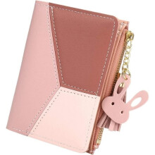 Girls' Wallet, PU Leather Multi-Slot Short Money Bag Slim Card Holder Coin Purse for Women and Ladies with Shaped Tassels