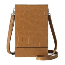 David Jones - Borsa a tracolla da donna per cellulare - Borsa a spalla piccola - Elegante pochette in ecopelle - Marrone