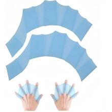 Paar Silikon-Schwimmhandschuhe – Abnehmbare Flossen für besseren Vortrieb – Wasserdicht – Blau