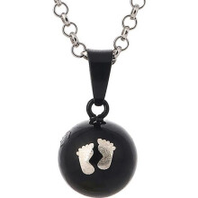 Pregnancy Bola Necklace/Long Necklace – Bola Pendant with Baby Footprint – Cute and Original Style – Black