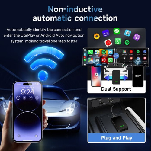 Carlinkit 5.0 Wireless CarPlay & Wireless Android Auto Adapter 2 in 1, for Wired CarPlay and Wired Android Auto, Conversion 2