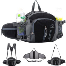 Sportliche Hüfttasche, Wander-Hüfttasche, Canvas-Hüfttasche, Campingrucksack, Klettertasche mit Flaschenhalter – Schwarz