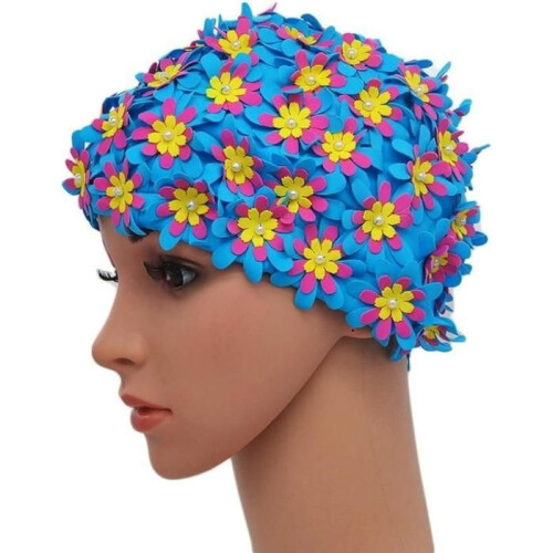 Women's Retro Floral Swim Cap