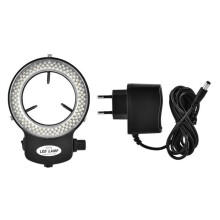 VINGVO LED-Ringlicht für Kamera/Mikroskop, 144 LEDs, einstellbare Helligkeit, EU-Stecker 110–220 V