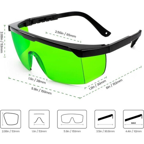 Safety glasses for green lasers, improving laser beam visibility. Tools > Protective Equipment 1