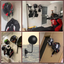 Wandmontierter Motorradhelmhalter mit 180-Grad-Drehung, Haken zum Aufhängen von Motorradhelmen und -jacken an der Wand