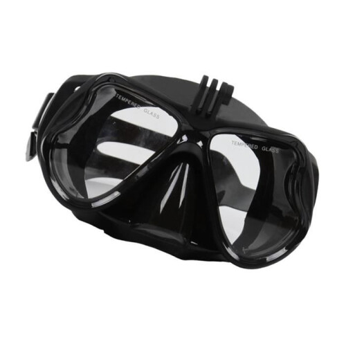 Maschera subacquea nera con occhialini, compatibile con videocamera GoPro. 1