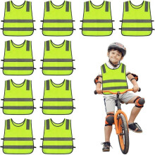 10 pezzi Gilet gialli ad alta visibilità, gilet di sicurezza, gilet fluorescenti per ciclismo e corsa all'aperto, età 3-12