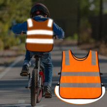 Set van 10 reflecterende veiligheidsvesten voor kinderen, 3-12 jaar, voor fietsen en zichtbaarheid buitenshuis.